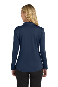 Port Authority  Women's Silk Touch   Performance Long Sleeve Polo - Navy Back