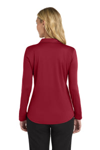Port Authority  Women's Silk Touch   Performance Long Sleeve Polo - Red Back