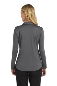 Port Authority  Women's Silk Touch   Performance Long Sleeve Polo - Steel Grey Back