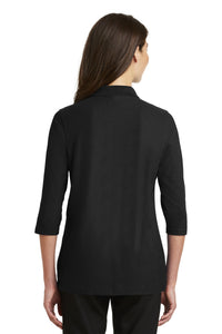 Port Authority Women's Silk Touch 3/4-Sleeve Polo - Black Back