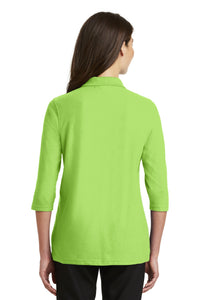 Port Authority Women's Silk Touch 3/4-Sleeve Polo - Lime Back