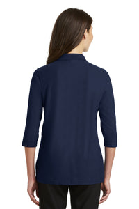 Port Authority Women's Silk Touch 3/4-Sleeve Polo - Navy Back