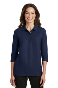 Port Authority Women's Silk Touch 3/4-Sleeve Polo - Navy