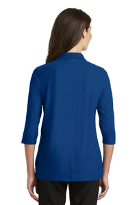 Port Authority Women's Silk Touch 3/4-Sleeve Polo - Royal Back