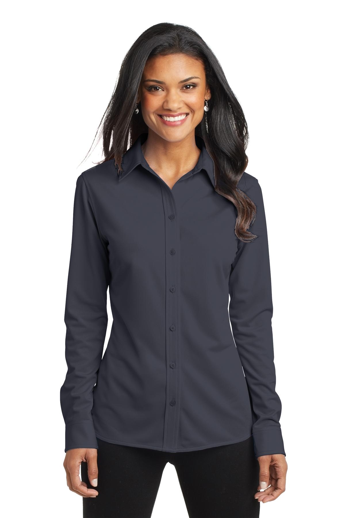 Port Authority Women's Dimension Knit Dress Shirt - Battleship Grey