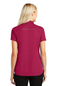 Port Authority Women's Pinpoint Mesh Zip Polo - Dark Fuchsia Back
