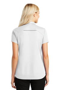 Port Authority Women's Pinpoint Mesh Zip Polo - White Back