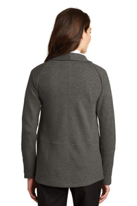 Port Authority Women's Interlock Cardigan - Charcoal Heather/ Medium Heather Grey Back