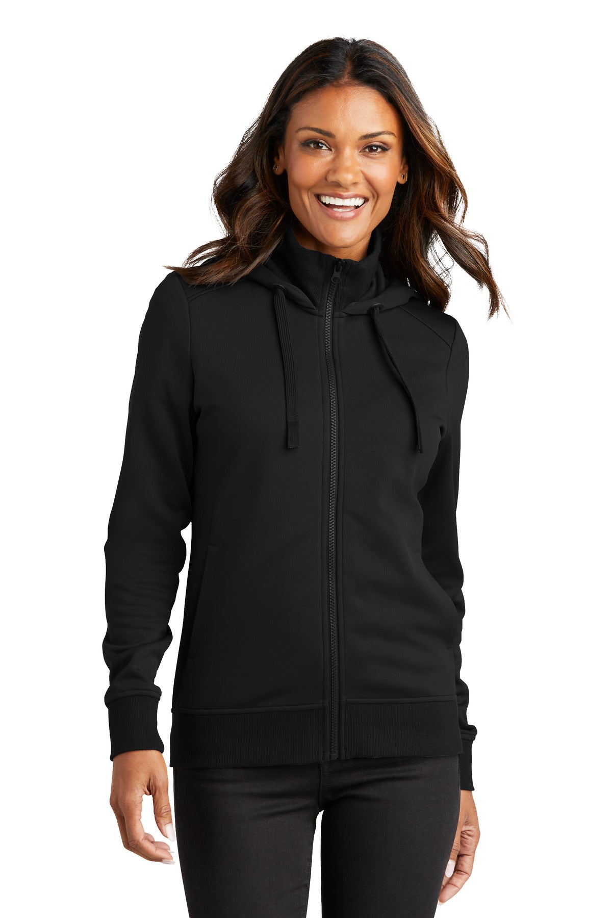 Port Authority Women's Smooth Fleece Hooded Jacket L814 - Deep Black