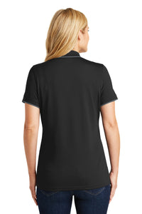 Port Authority Women's Dry Zone UV Micro-Mesh Tipped Polo - Deep Black/ Graphite Back