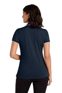 Port Authority Women's Dry Zone UV Micro-Mesh Tipped Polo - River Blue Navy/ White Back