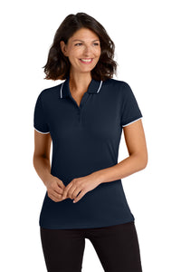 Port Authority Women's Dry Zone UV Micro-Mesh Tipped Polo - River Blue Navy/ White