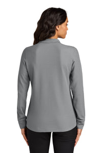 Port Authority Women's Wearever Signature Pique Long Sleeve Polo LK200LS - Gusty Grey Back