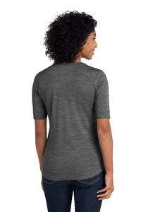 Port Authority  Women's Stretch Heather Open Neck Top  LK583 - Black/ Thunder Grey Back