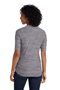 Port Authority  Women's Stretch Heather Open Neck Top  LK583 - Graphite/ White Back