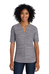 Port Authority  Women's Stretch Heather Open Neck Top  LK583 - Graphite/ White