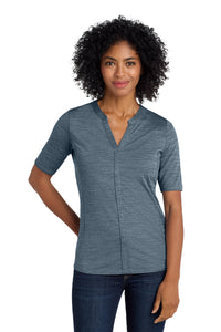 Port Authority  Women's Stretch Heather Open Neck Top  LK583 - Regatta Blue/ Gusty Grey