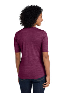 Port Authority  Women's Stretch Heather Open Neck Top  LK583 - Violet Purple/ Black Back