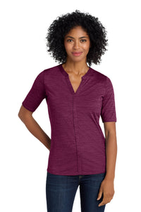 Port Authority  Women's Stretch Heather Open Neck Top  LK583 - Violet Purple/ Black