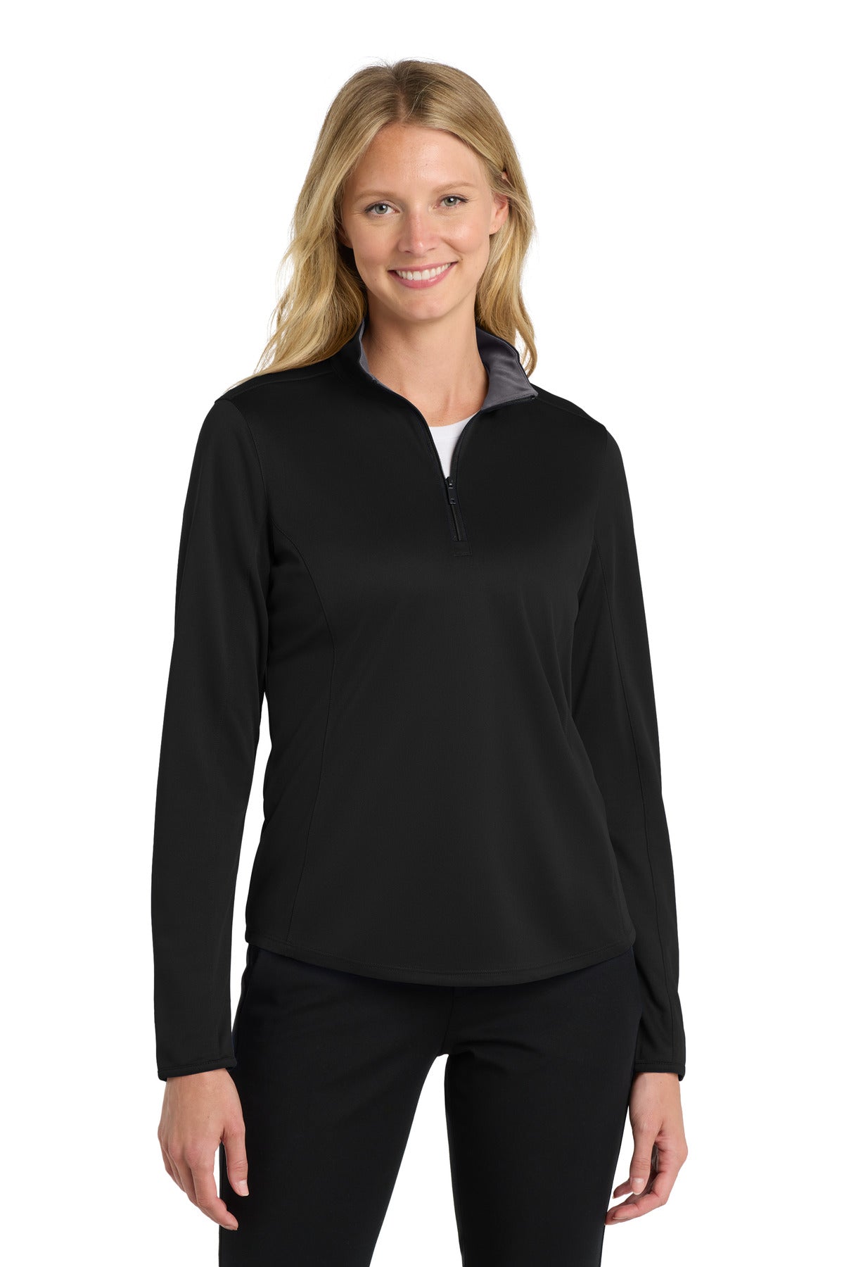 Port Authority  Women's Silk Touch  Performance 1/4-Zip LK584 - Black/ Steel Grey