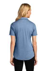 Port Authority Women's Fine Pique Blend Polo LK830 - Aegean Blue Heather Back