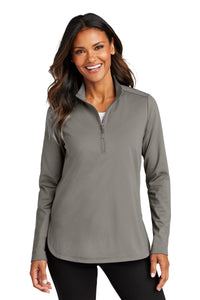 Port Authority Women's C-FREE Double Knit 1/4-Zip LK880 - Smoke Grey