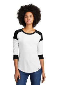 New Era  Women's Heritage Blend 3/4-Sleeve Baseball Raglan Tee - Black/ White