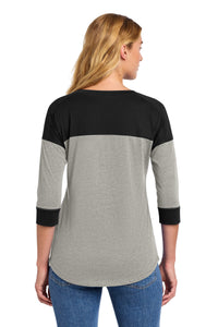 New Era  Women's Heritage Blend 3/4-Sleeve Baseball Raglan Tee - Black/ Rainstorm Grey Heather Back