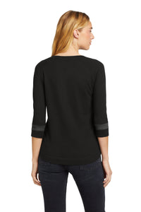New Era  Women's Tri-Blend 3/4-Sleeve Tee LNEA136 - Black Solid/ Graphite Back