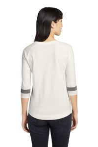 New Era  Women's Tri-Blend 3/4-Sleeve Tee LNEA136 - Fan White Solid/ Shadow Grey Back