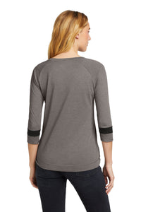 New Era  Women's Tri-Blend 3/4-Sleeve Tee LNEA136 - Shadow Grey/ Black Solid Back