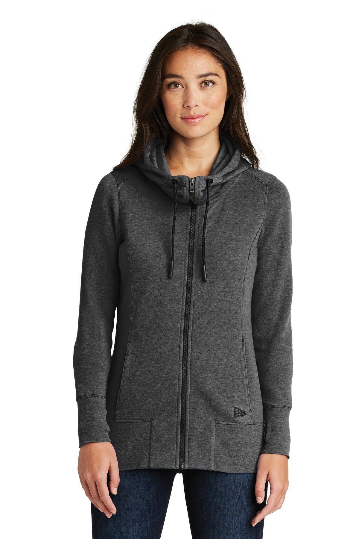 New Era  Women's Tri-Blend Fleece Full-Zip Hoodie - Black Heather