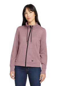 New Era Women's Performance Terry Full-Zip Cowl LNEA530 - Dusty Mauve Heather