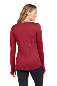 OGIO Women's Long Sleeve Pulse Crew - Ripped Red Back