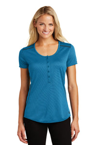 OGIO  Ladies Orbit Henley - Bolt Blue/ Blacktop