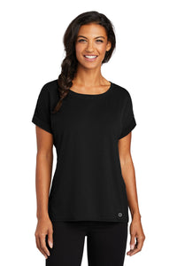DISCONTINUED OGIO  Ladies Luuma Cuffed Short Sleeve - Blacktop
