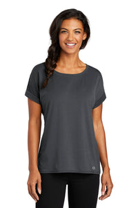 DISCONTINUED OGIO  Ladies Luuma Cuffed Short Sleeve - Diesel Grey