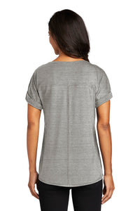 DISCONTINUED OGIO  Ladies Luuma Cuffed Short Sleeve - Petrol Grey Heather Back