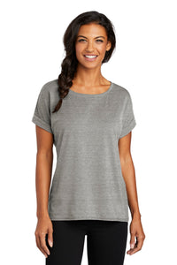 DISCONTINUED OGIO  Ladies Luuma Cuffed Short Sleeve - Petrol Grey Heather