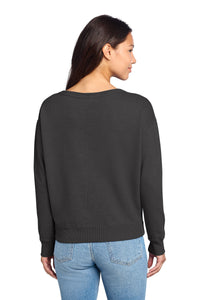 Port & Co Women's Beach Wash Garment-Dyed V-Neck Sweatshirt LPC098V - Coal Back