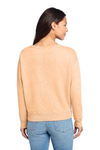 Port & Co Women's Beach Wash Garment-Dyed V-Neck Sweatshirt LPC098V - Peach Back
