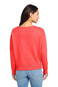 Port & Co Women's Beach Wash Garment-Dyed V-Neck Sweatshirt LPC098V - Poppy Back