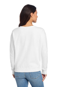 Port & Co Women's Beach Wash Garment-Dyed V-Neck Sweatshirt LPC098V - White Back