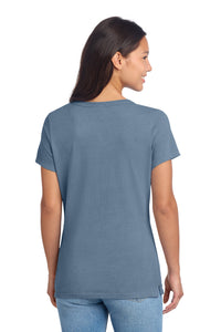 Port & Co Women's Beach Wash Garment-Dyed V-Neck Tee LPC099V - Faded Denim Back