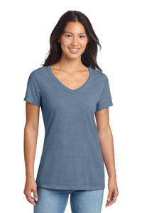 Port & Co Women's Beach Wash Garment-Dyed V-Neck Tee LPC099V - Faded Denim