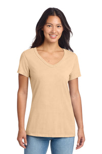 Port & Co Women's Beach Wash Garment-Dyed V-Neck Tee LPC099V - Peach