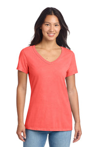 Port & Co Women's Beach Wash Garment-Dyed V-Neck Tee LPC099V - Poppy