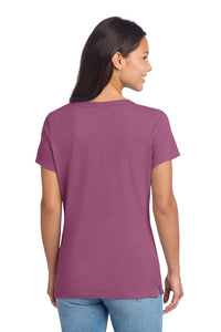 Port & Co Women's Beach Wash Garment-Dyed V-Neck Tee LPC099V - Vintage Raspberry Back