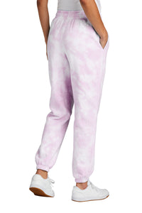 Port & Co Women's Beach Wash Cloud Tie-Dye Sweatpant LPC140P - Cerise Pink Back