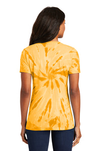 Port & Co Women's Tie-Dye V-Neck Tee - Gold Back